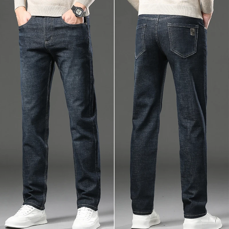 Jeans dritti in Denim da uomo per tutte le stagioni nuovi pantaloni in Denim Casual Business pantaloni quotidiani di marca classica di alta qualità