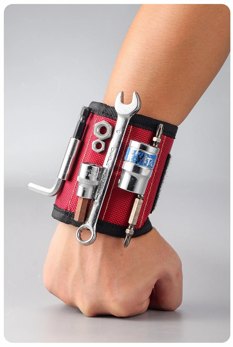 

Magnetic Wristband for Holding Screws,NailsDrilling Bits,Wrist Tool Holder Belts with Strong Magnets for Bicycle Repair
