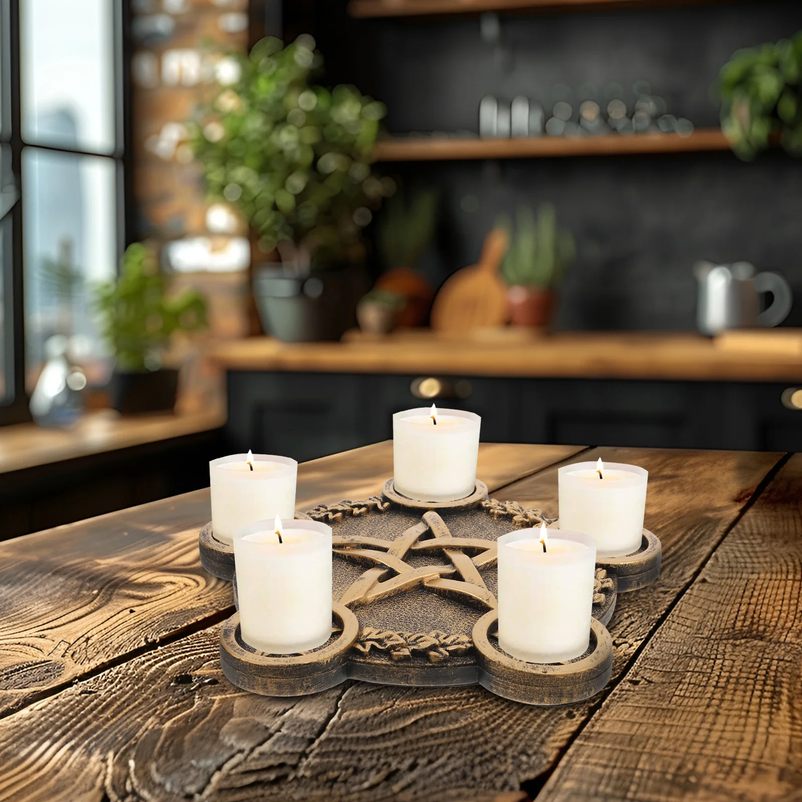 

1pc Pentacle Star Sacrifice Prop Candleholder Stand Stand Decor Ornament Home Sacrifice Candleholder Prop