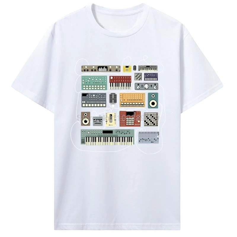 Electronic Musician Clown Synthesizer Drum Machine DJ Graphic Tee Unisex Cotton Casual Fashion Short Sleeve Streetwear Tops