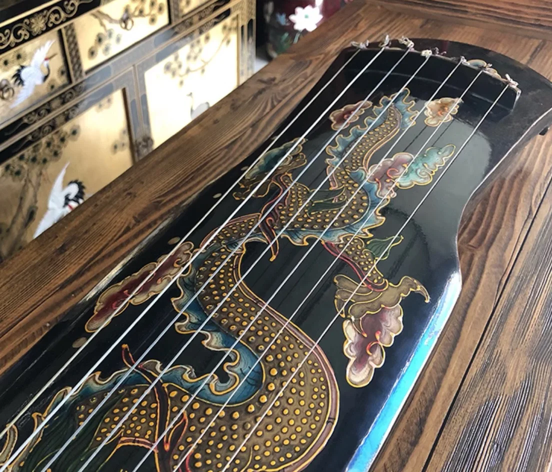 Guqin Fuxi Painted dragon map 7 strings Chinese stringed instruments