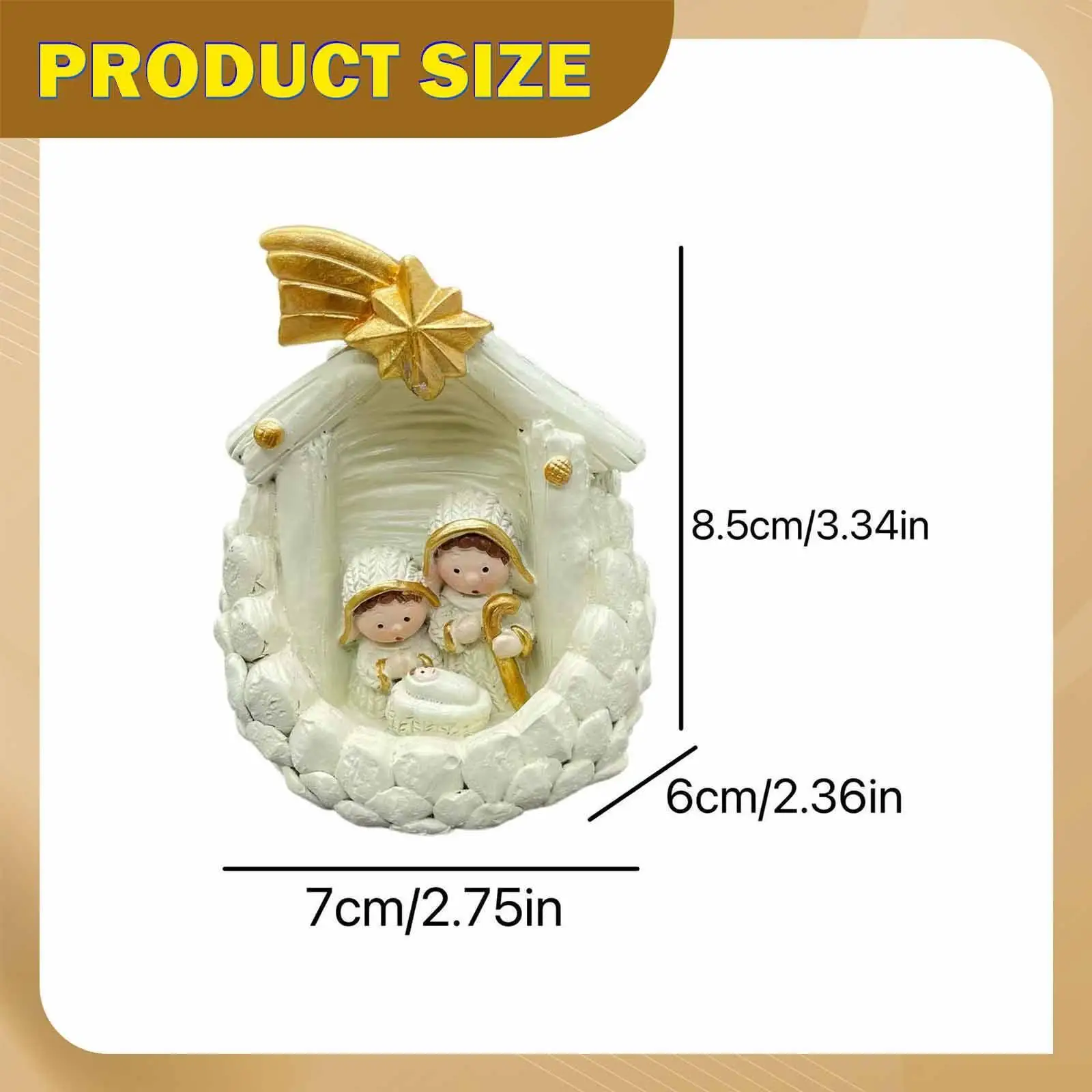 Mini Resin Nativity Set Collectible Holiday Ornament Religious Decoration for Home Interior and Festival Table