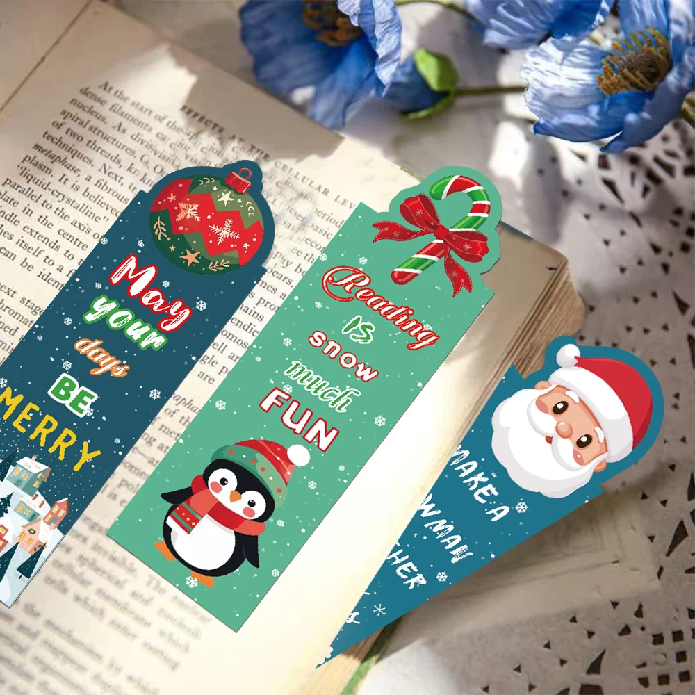 30pcs Unique Christmas Bookmark Decorations for Reading Pages Creative Gift Markers for Students Bookmark Cards
