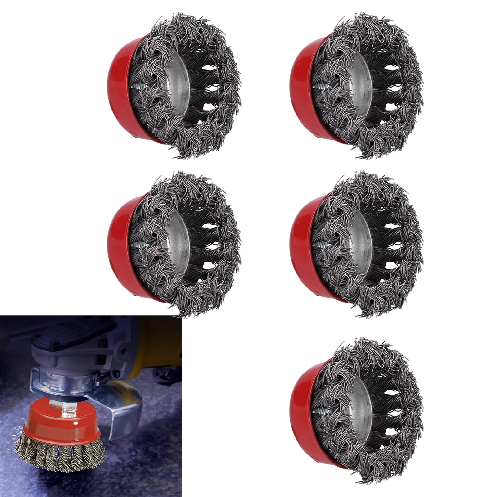 

Steel Wire Wheels Bowl Type Twisted Brushes Set M10 Screw Mounting Polishing Tool Polishing Wheel Tool