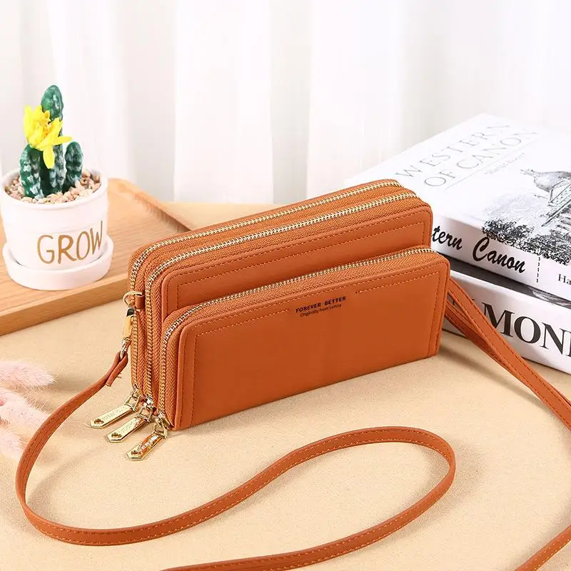 New Women Shoulder Bags Fashion Small Square Bag Long Wallet Double Layer Double Zipper High Capacity Multifinonal Crossbody Bag