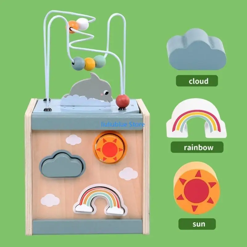 Đồ chơi mê cung hạt dành cho trẻ mới biết đi bằng gỗ con lăn đầy màu sắc