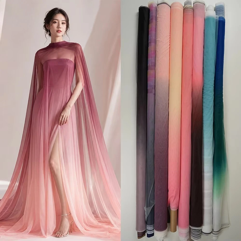 Mistlace Digital Print Multicolor Gradient Color Polyester Ombre Tulle 59