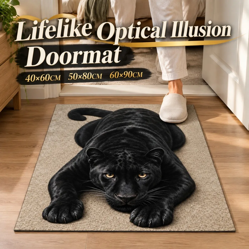 Animal Patterns Optical Illusion Doormat Multiple Sizes Lifelike Bedside Rug Water-absorbing Durable Bedroom Floor Mat
