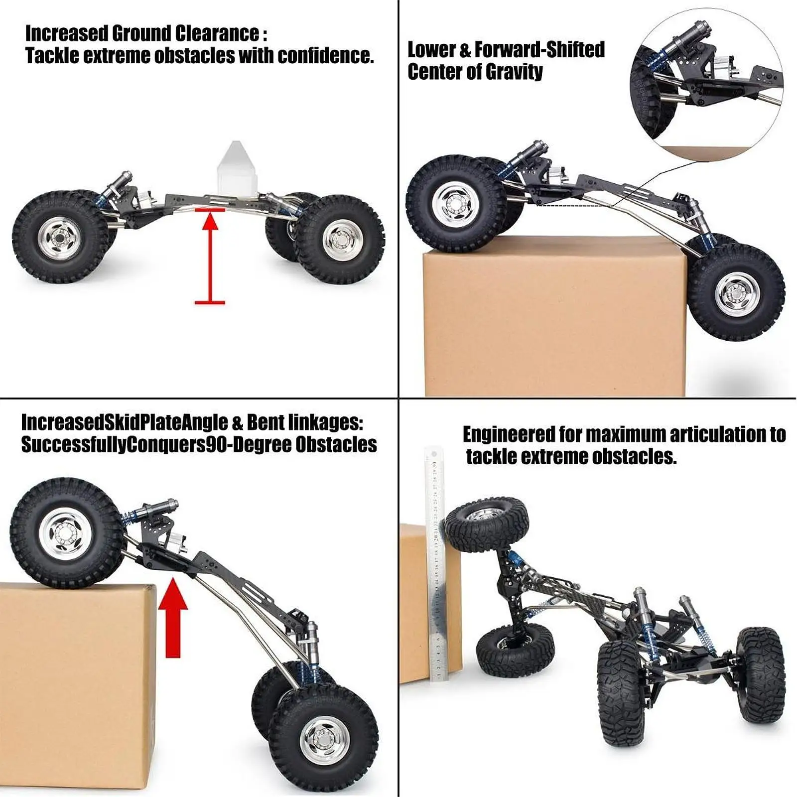 1/10 RC Crawler Carbon Fiber Chassis Kit Practical Replace Durability with Gearbox Shock Absorber Accessory High Clearance