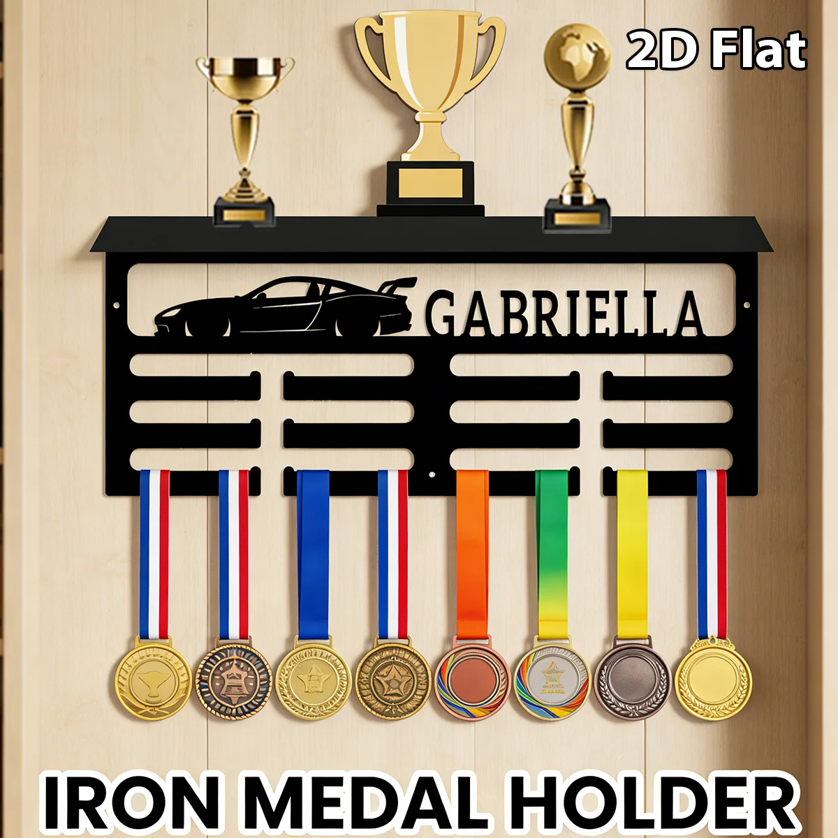 1Pc Custom Super Cool Racing Metal Medal Holder Rack,Hang Metal Wall Art,Home Decor Sports Award Rack Storage Rack,Birthday Gift