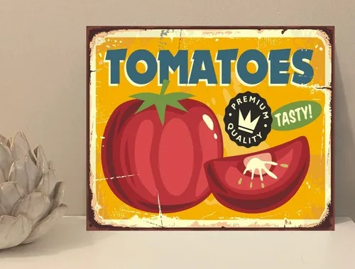 1x Tomatoes Rustic Retro Metal Plaque Sign Gift House Novelty (mt80) --Tin Sign