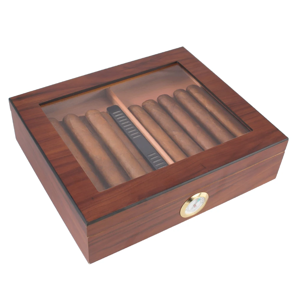 Cedar Wood Cigar Humidor Case Smoking Accessories Cigar Travel Humidor Box Transparent Skylight With Hygrometer Humidifier