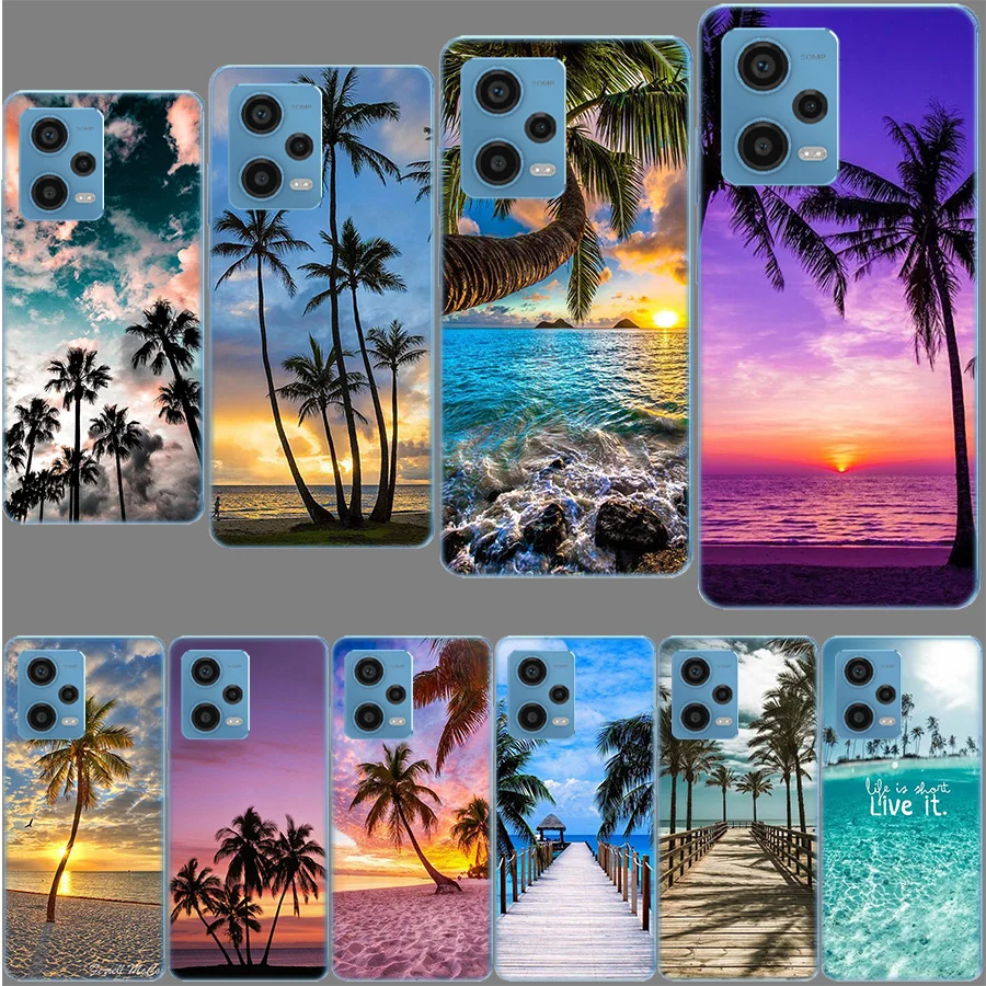 Summer Beach Scene at Sunset on sea Palm Tree Case for Xiaomi Redmi Note 12 Pro 11 Pro Plus 12S 11S 11T 11E 10 5G 10S 9S 9T 9 8T