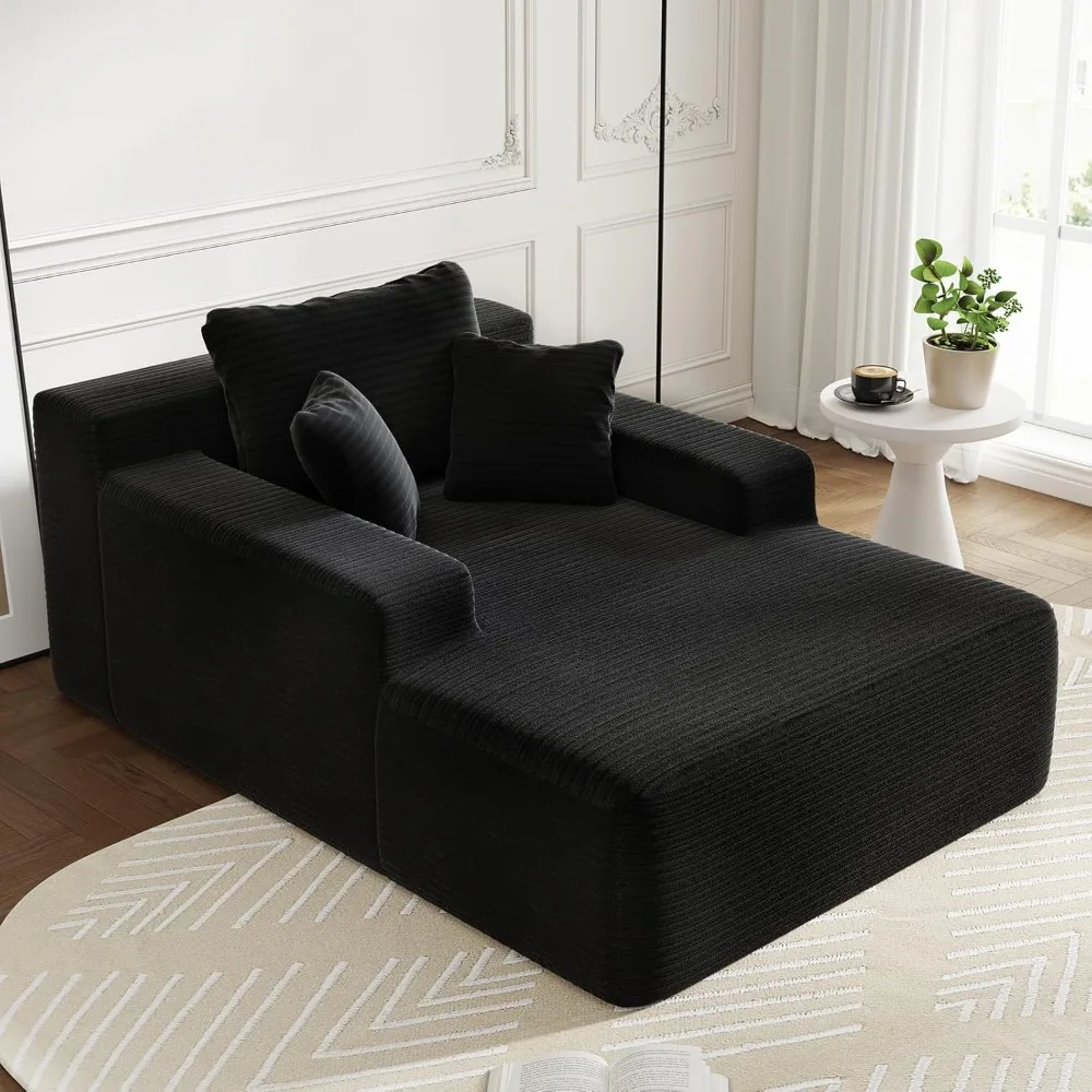 

Chaise Lounge, Corduroy Cloud Couch Chaise Lounge Chair Indoor Chair, Boneless Couches for Living Room, No Assembly Require