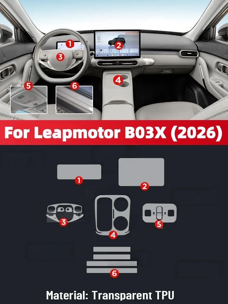 Anti-scratch Car Interior Center Console Media Dashboard Navigation TPU Protector Film For Leapmotor B03X 2026