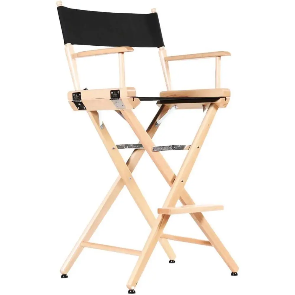 Grade Studio Director's Chairs (30 Bar Height, Natural Finish, Black Nylon Canvas)
