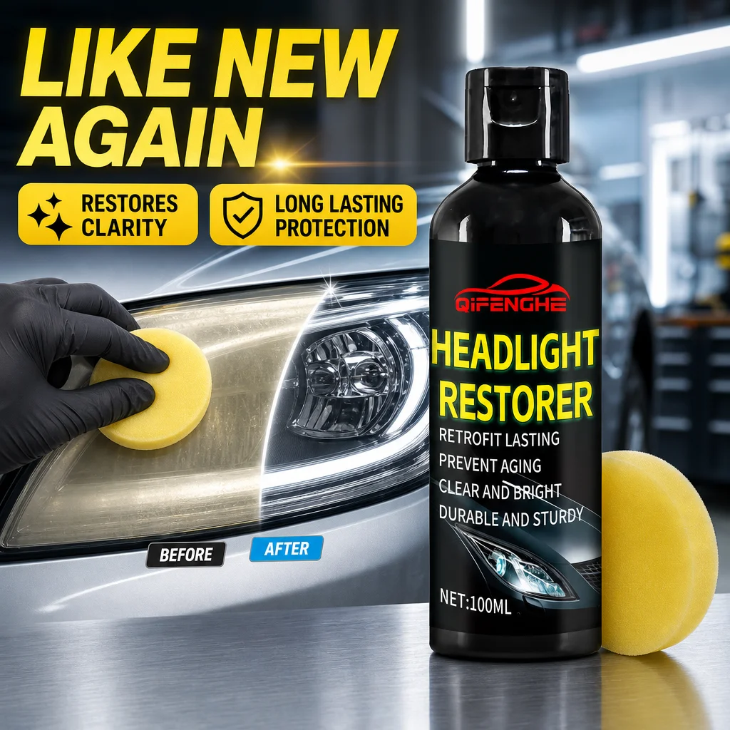 Automobile Headlight Renew Polish Fix Oxidized Faded Lenses Recover Bright Transparent Surface Anti‑Aging Protective Care