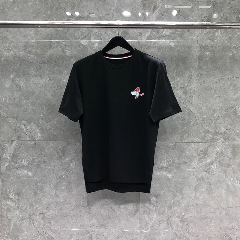 Thon B moda marca de lujo de manga corta suelta Casual estampado de perro hombres y mujeres pareja cuello redondo media manga camiseta UNISEX