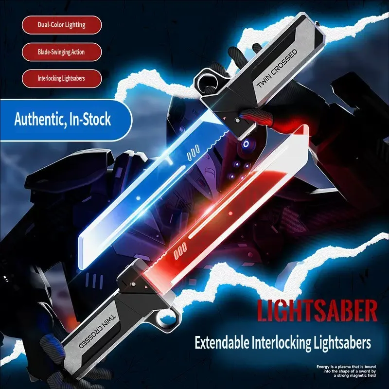 

Double-edged Lightsaber Toy Retractable Sword Cosplay Party Toy Battle Game Kids Light and Sound Effect Extension Blade