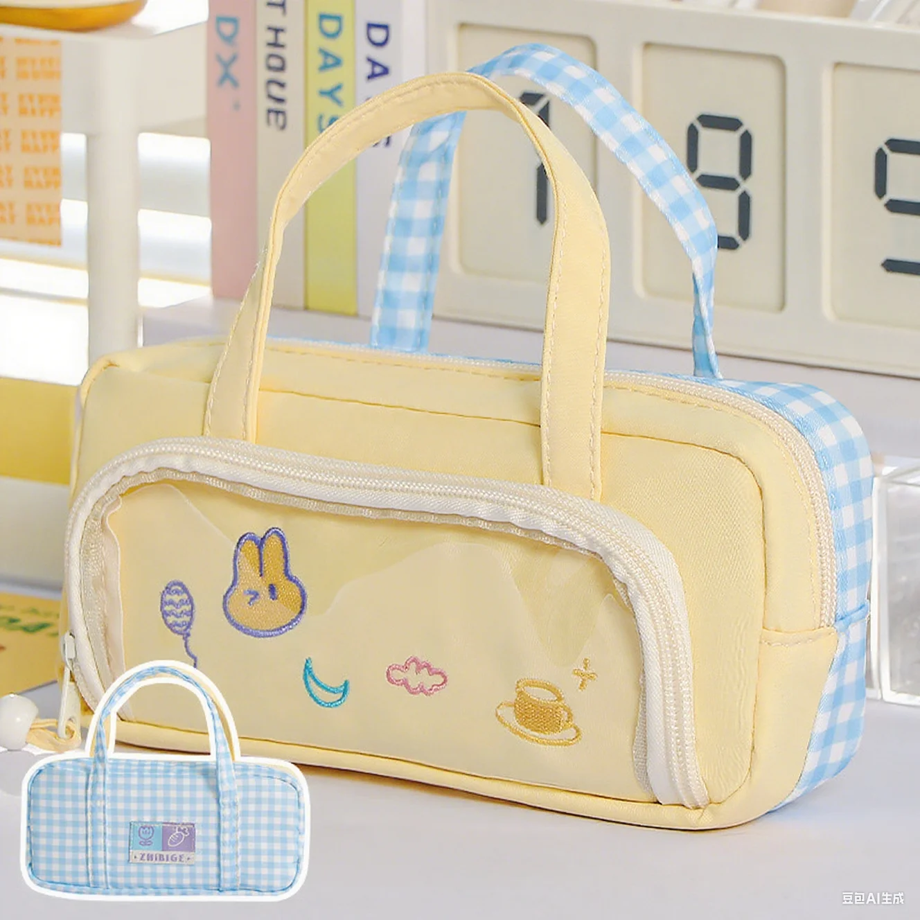 Ins Wind Pen Case High Quality Double Sided Pencil Case Embroidery Stationery Bag Multi Color Large Capacity Pen Bag For