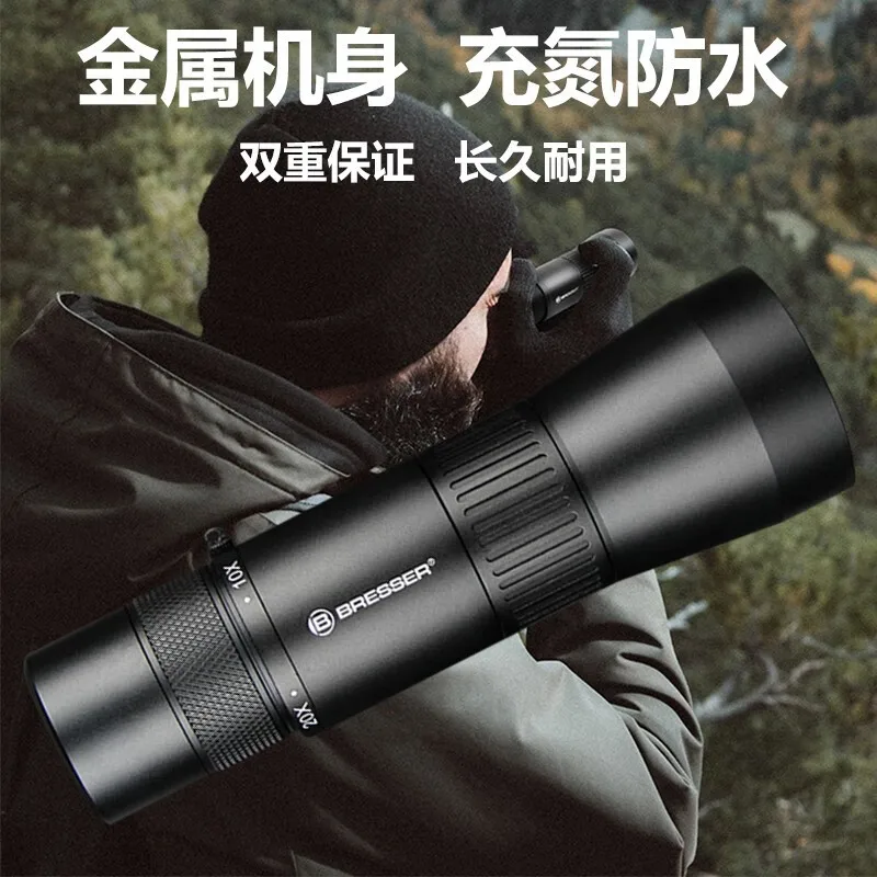 BRESSER Monocular Zoom Telescope 10-20x50 Handheld Waterproof HD High Power Outdoor Travel Concert Telescope