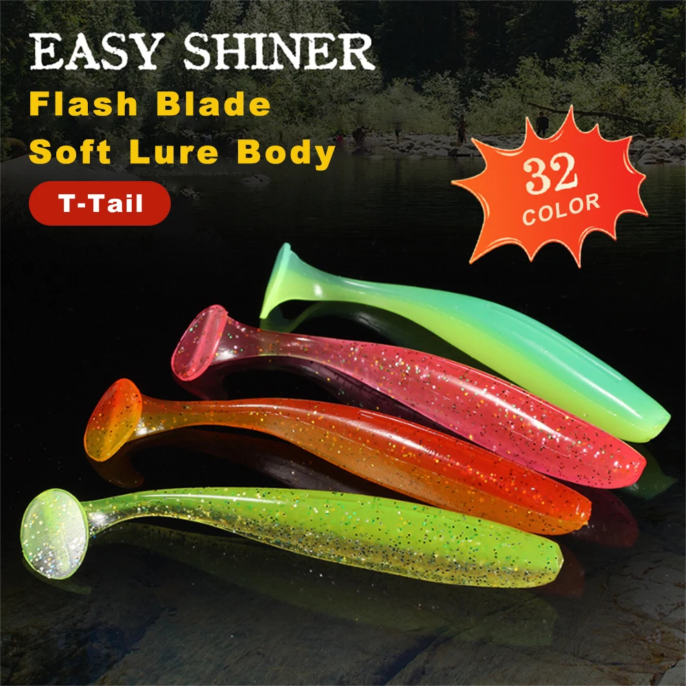 

Мягкая приманка с Т-образным хвостом, 3 размера, 50–100 мм — наживка со светящейся шкалой, предотвращающая зацепление, для ловли окуня/щуки