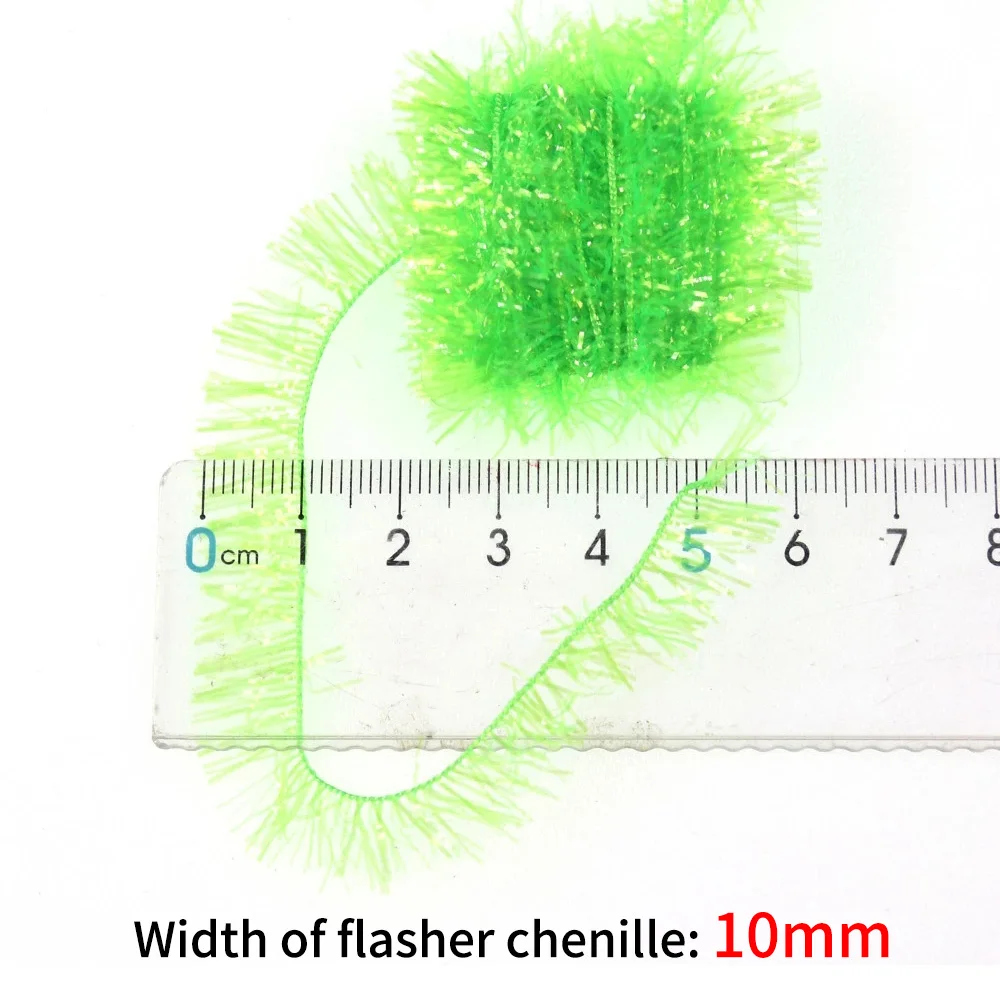 Material de atar moscas Chenille Flash Streamer – Verde Rosa - imagen 2