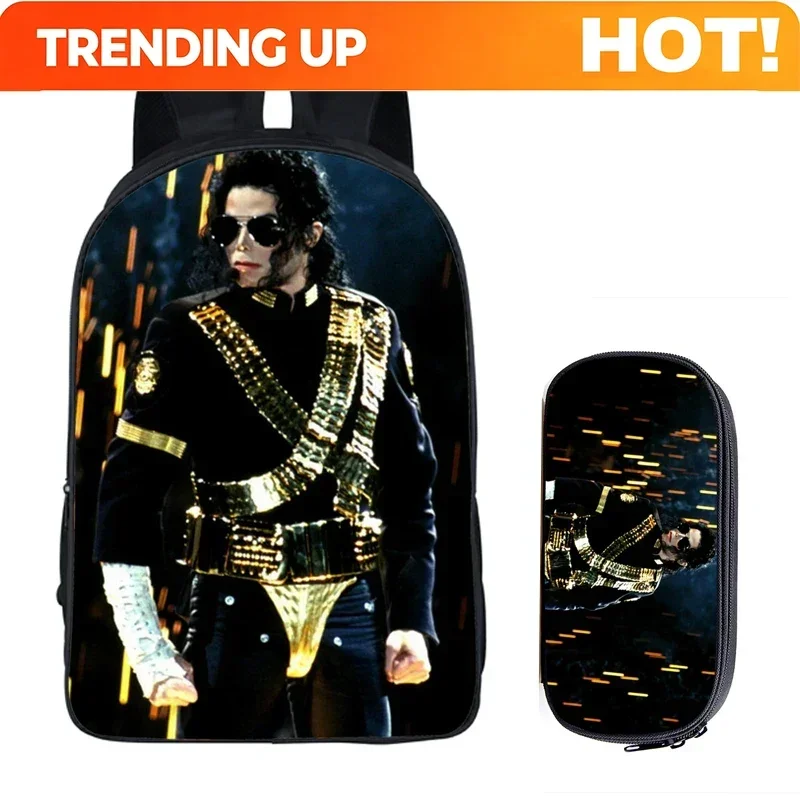Custom Bag Student Backpacks DIY Michael Jackson Printing Children School Bags For Boys Men Book Bag 2PC Set With Pencil Case Ha