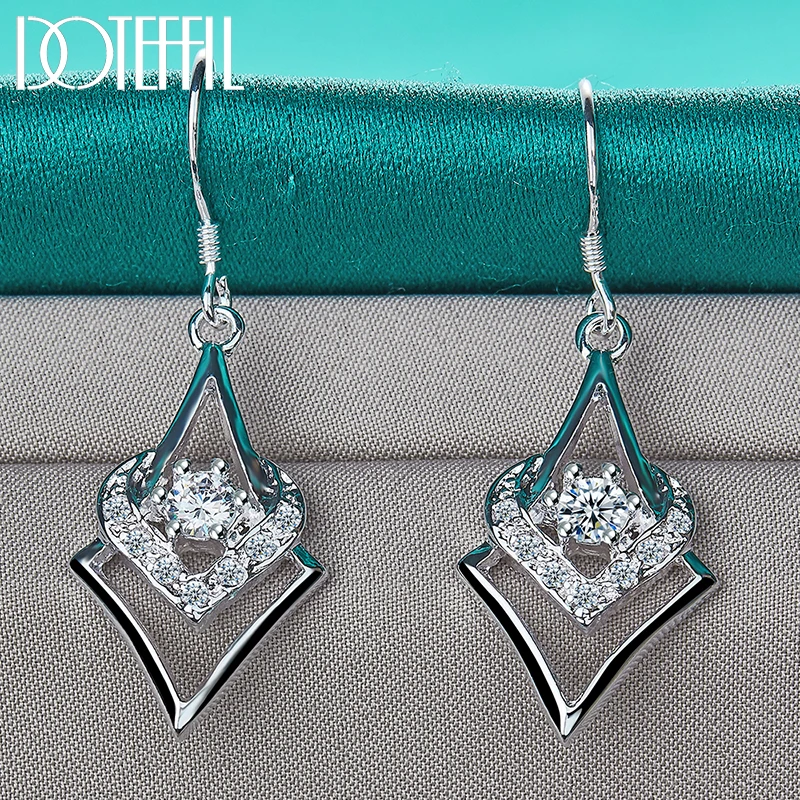 DOTEFFIL – boucles d'oreilles en forme de cœur pour femme, bijoux en argent Sterling 925 et Zircon AAA, breloques, à la mode, cadeau de mariage, de fiançailles