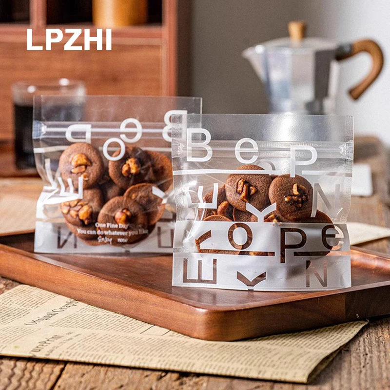 

LPZHI 50Pcs Cookies Packaging Bags Birthday Party For Handmade Candy Decoration Child Favors Souvenir Decoration Self Stand Up