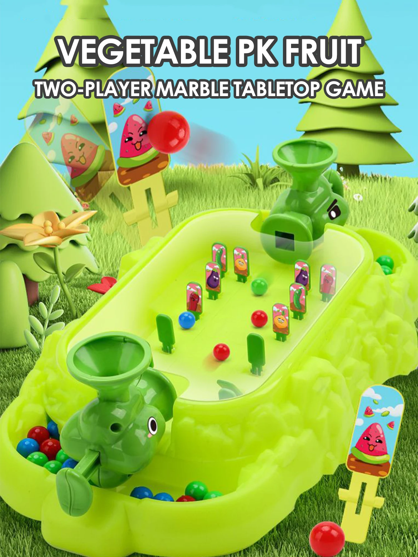 Kids Vegetable Pinball Machine Shooting Desktop Game Two Person Parent Child Interactive Battle Toy Christmas Gift
