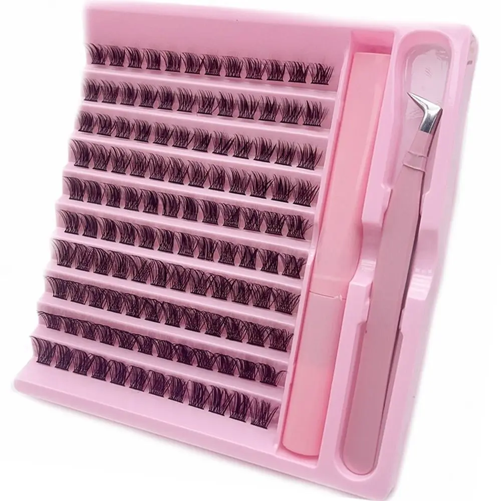 

New Mixed Length Cluster Lashes Kit with Glue DIY Individual Lashes Fluffy Self Application False Eyelashes at Home