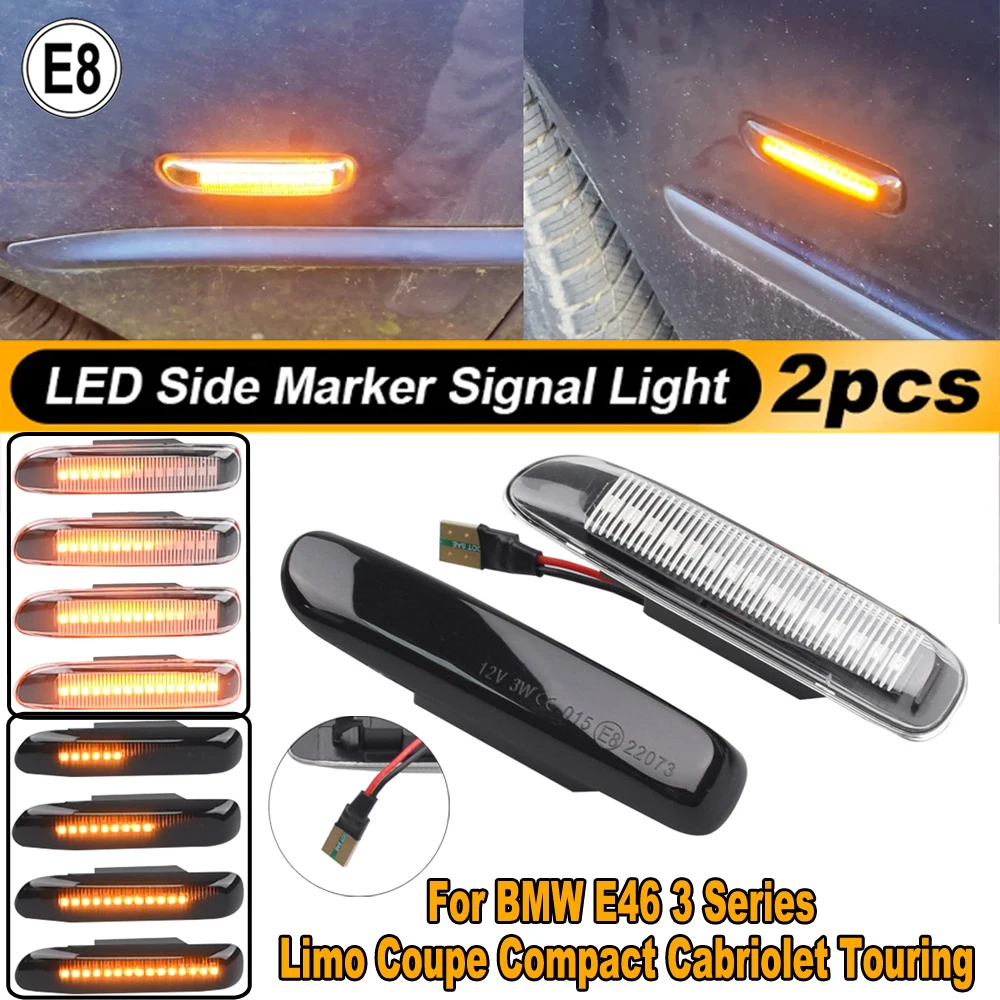 LED Turn Signal Side Marker Light For BMW 3 Series E46 Sedan Coupe Wagon Convertible 1997 1998 1999 2000 2001