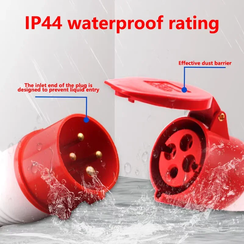 3PIN 4PIN 5PIN Industrial plug and socket waterproof connector 16A/32A IP44 waterproof electrical connection wall mount socket