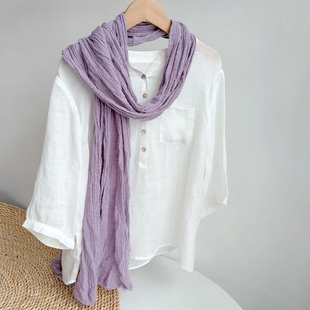 

Scarf Purple Women Cotton Long Shawl Neck Wrap Autumn Winter Spring Accessory For Summer Holiday Gift