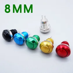 8mm Buttons Metal Power On Off Push Button Momentary Self-reset Mini Switch Doorbell Horn Button Power Start Stop Red Blue 1NO