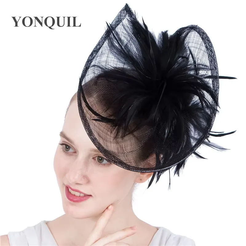 

Fashion Mesh Fascinators Hat Elegant Women Wedding Headwear Cocktail Tea Party Flower Feather Fascinator Hair Clip Accessories