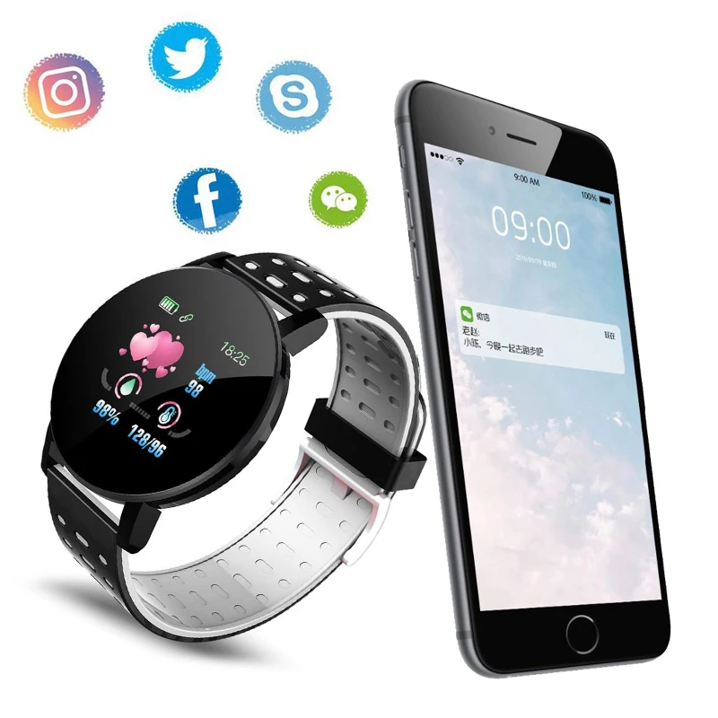 119 Plus Smartwatch For Bluetooth Smart Watch Men Blood Pressure Women Smart Band Sport Tracker Smartband  For Android Ios