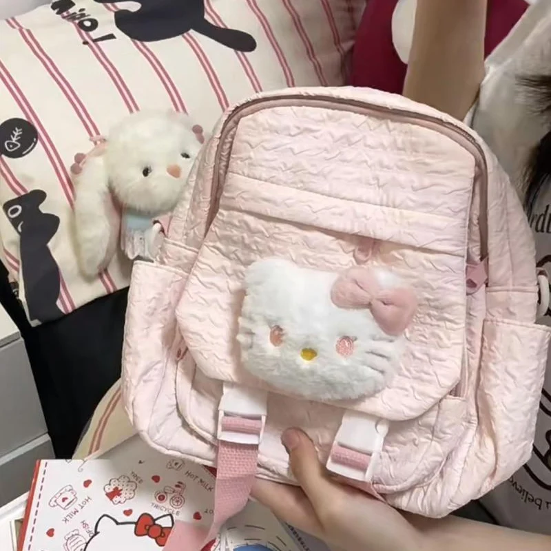 

Hello Kitty Kawaii Creative New Shoulders Bag Miniso Anime Cute Cartoon Lovely Large Capacity Portable Schoolbag Girl Gift