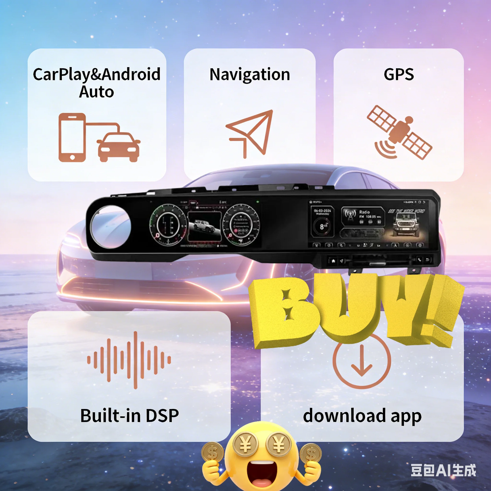 

Для Jeep Wrangler JL 2018-2021 27-дюймовый 4K HD сенсорный экран с CarPlay, мультимедийная система, GPS-навигация, автомобильная магнитола, черный цвет