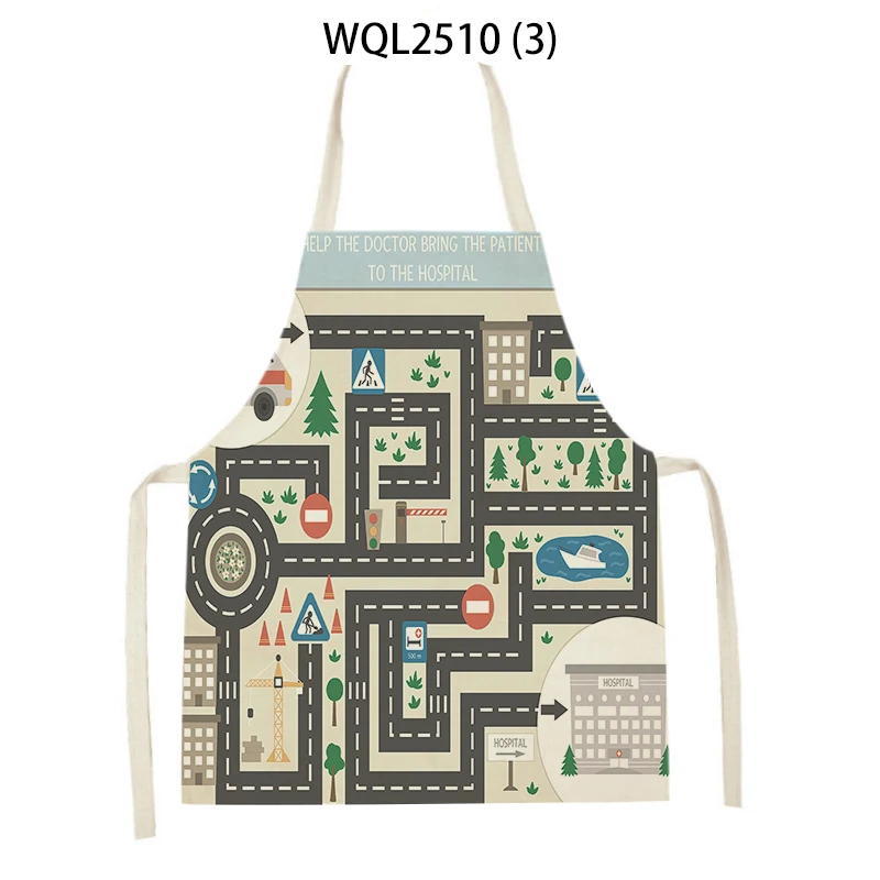 Apron Kids Apron Kitchen Household Item Cartoons Print Apron Adult Hair Apron 55x68cm Apron Custom Logo Kitchen Supplie Tablier