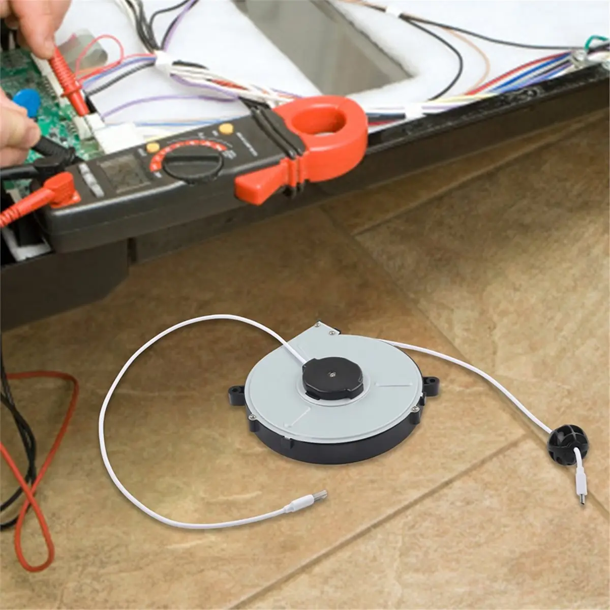 E@MB*RA*aCE^HAPPYa 1pc Automatic Retractable Power Reel Cable Data Cable Winding Reel Charging Cable Power Cord Reel Protective image 5