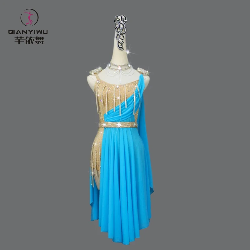 New Latin Dress Women's Prom Clothing Sports Dancewear Line Dance Costume Girls Stage Tassel Skirt Practice Wear Party Ball Suit