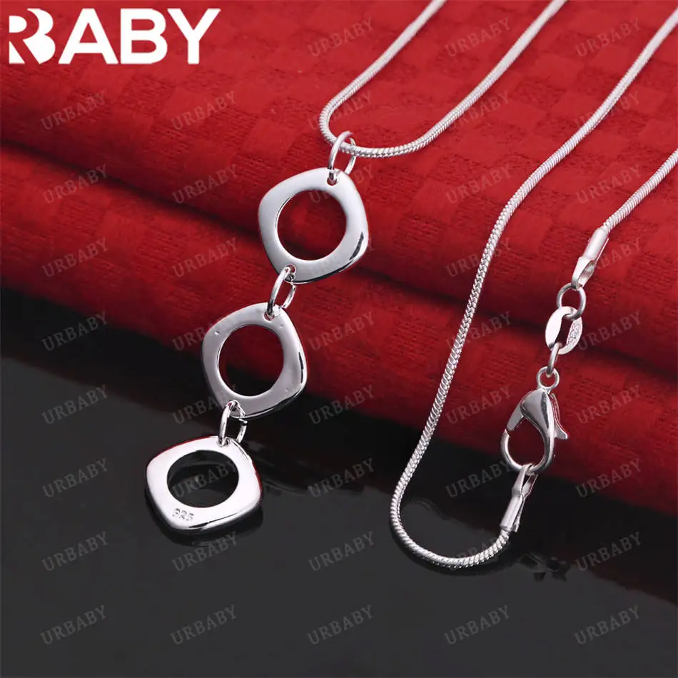 

URBABY 40-75cm 925 Sterling Silver Square Pendant Necklace For Women Anniversary Gift Popular Wild Fashion Romantic Jewelry