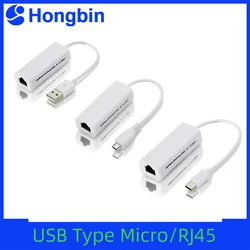 USB to RJ45 Ethernet Cable Splitter Extend Adapter Micro USB2.0 100Mbps Network Card for Tablet Laptop PC Computer Android