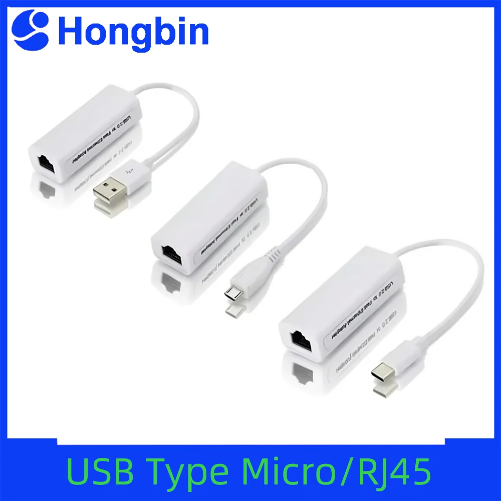 USB to RJ45 Ethernet Cable Splitter Extend Adapter Micro USB2.0 100Mbps Network Card for Tablet Laptop PC Computer Android