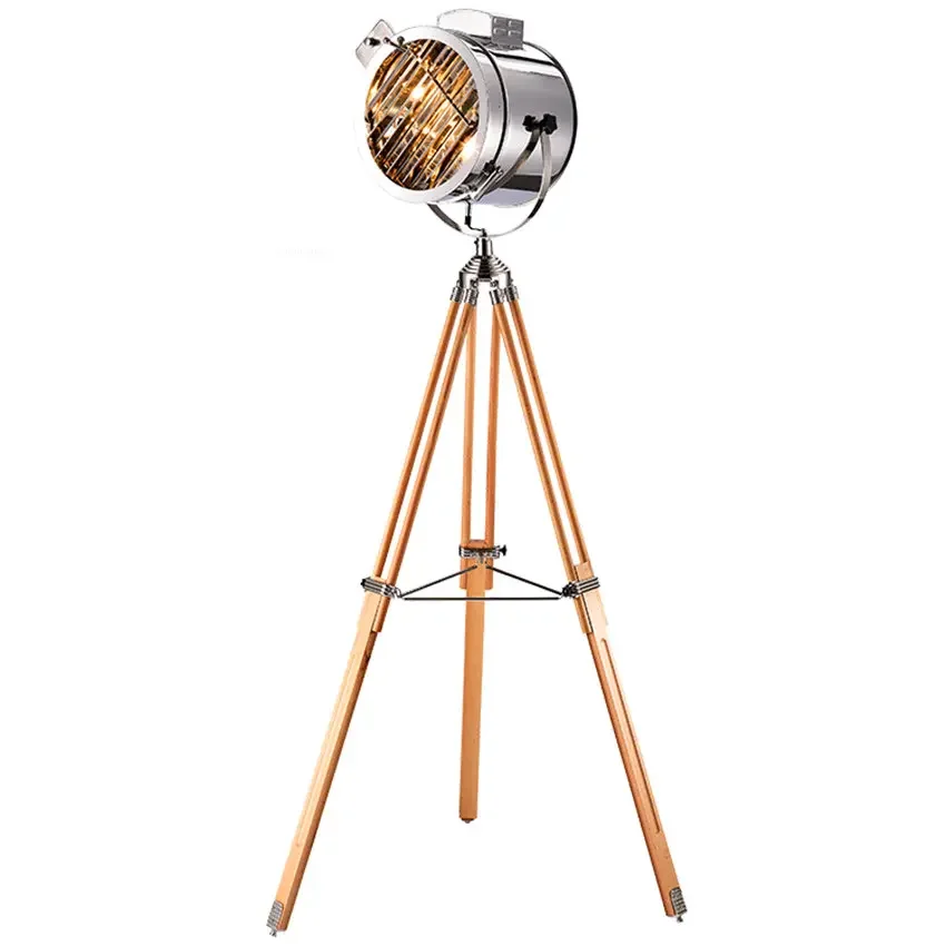 Nordic LED Floor Light Searchlight Tripod Base Gold Standing Lamp Chrome Lampshade Standing Lights Metal Floor Lamps Luminaria