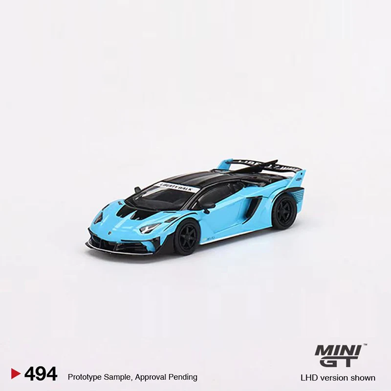 Mini veículo desportivo liga GT EVO, carro modelo 1:64, azul bebê, #494