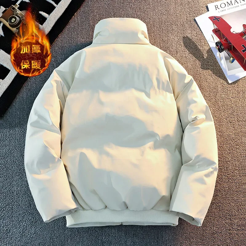 Effen kleur heren katoenen gewatteerde jas 2025, winter casual dikke parka's, jeugd streetwear, winddichte warme jas, outdoor topkleding
