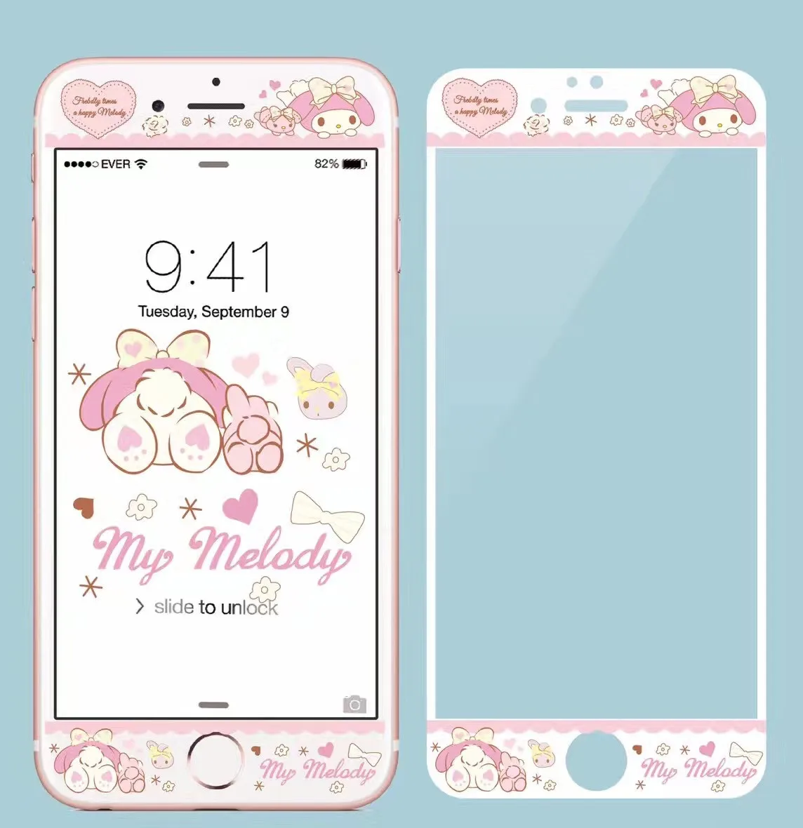 Película de vidro temperado para iphone 6 s, 7, 8 plus, protetor de tela 3d, 9h, bonito, padrão sanrio, cinnamoroll, gatinho, borda macia